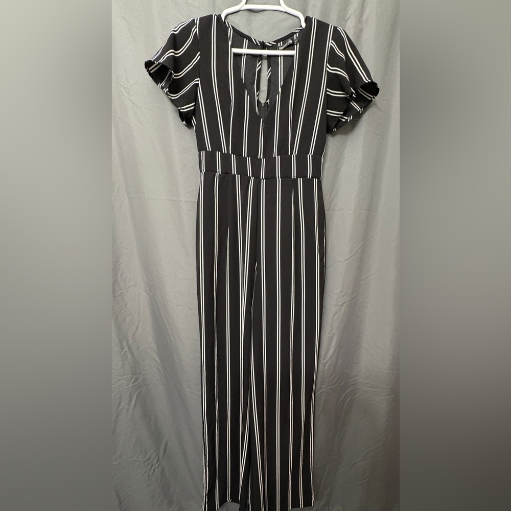 Pinstripe Short Sleeve Jumpsuit Size 3